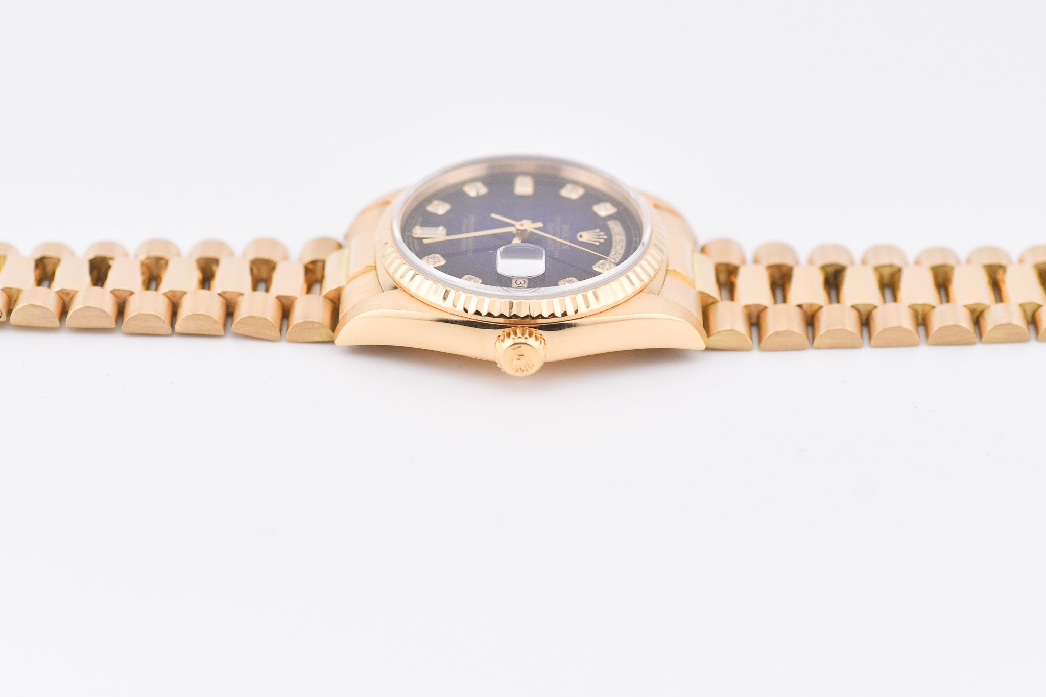 Rolex Day-Date 36mm Ref 18038 Blue Vignette Baguette Diamond Dial