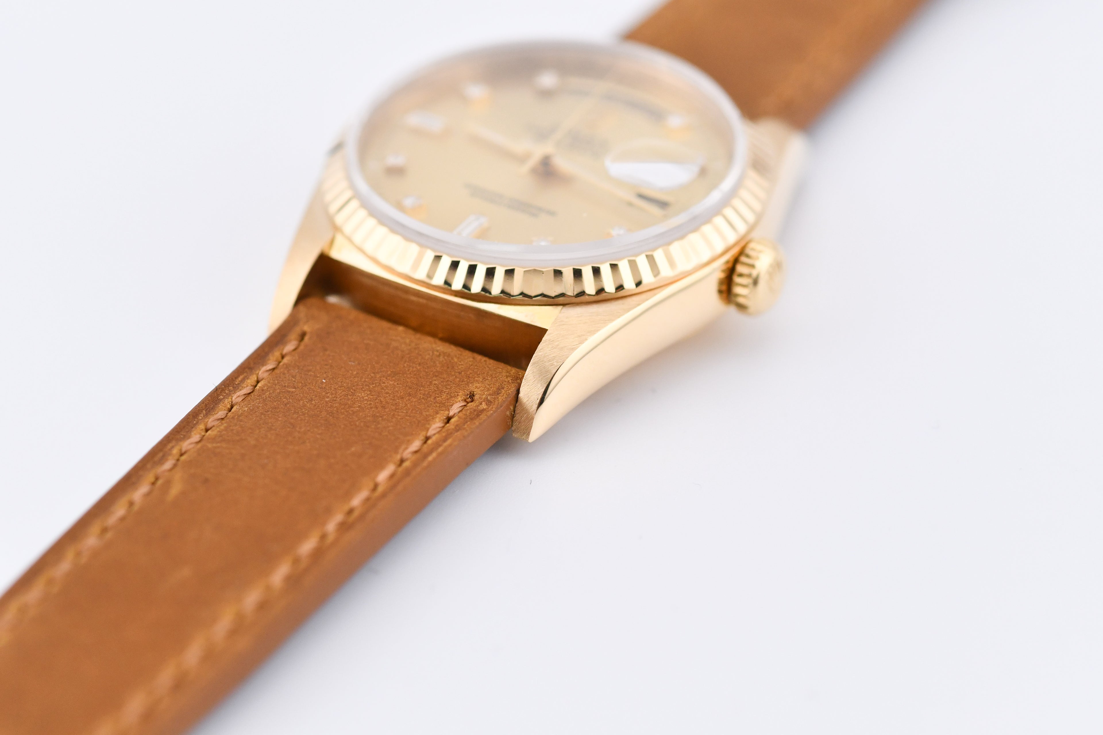 Rolex Day-Date 36mm Ref 18038 Champagne Baguette Diamond Dial