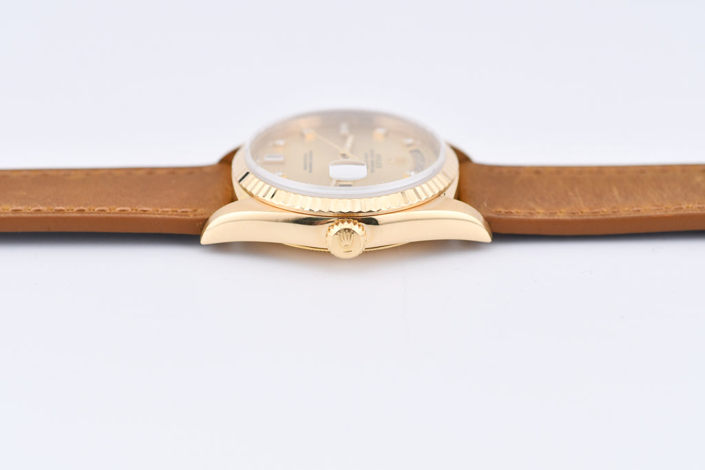 Rolex Day-Date 36mm Ref 18038 Champagne Baguette Diamond Dial