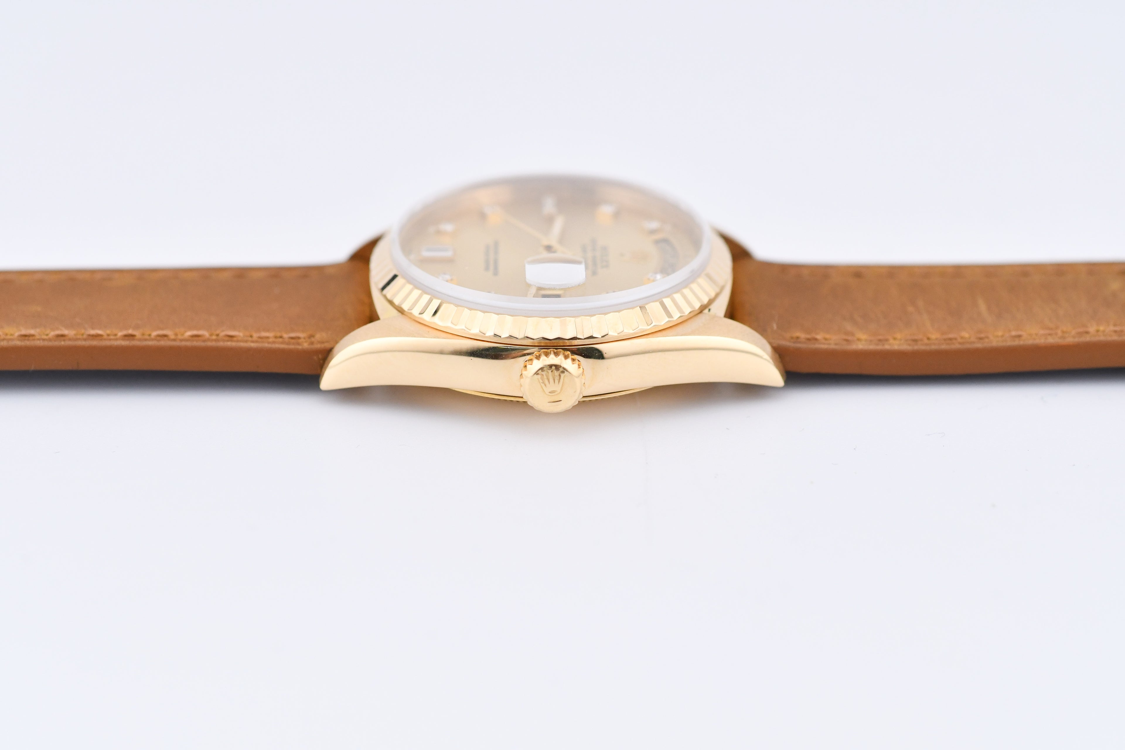 Rolex Day-Date 36mm Ref 18038 Champagne Baguette Diamond Dial