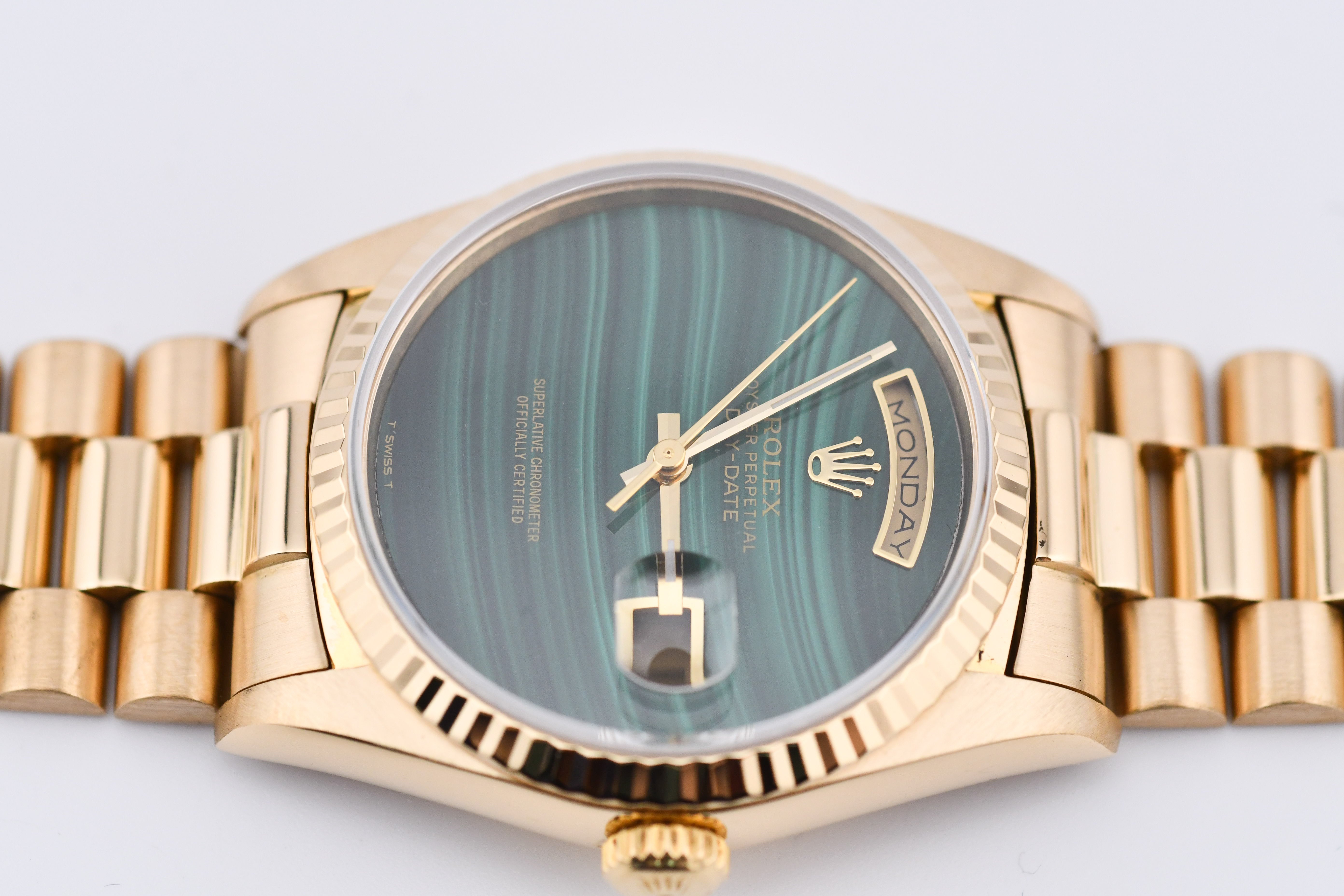 Rolex Day-Date 36mm Ref 18038 Green Malachite Dial – WatchCenter SF