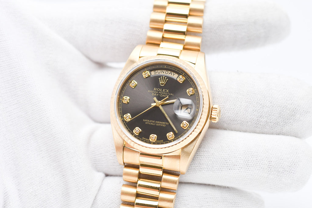 Rolex Day-Date 36mm Ref 18038 Grey Diamond Dial