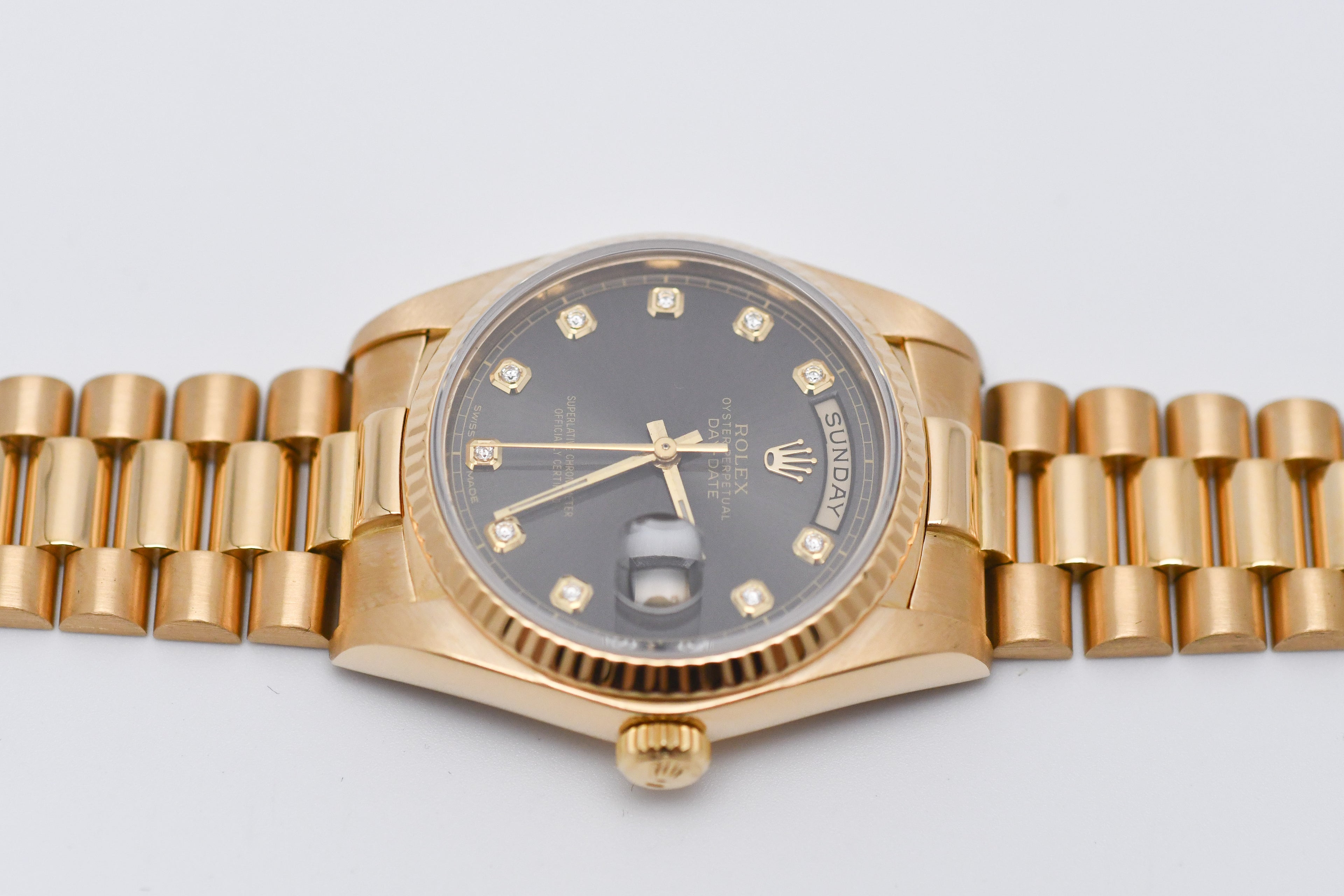 Rolex Day-Date 36mm Ref 18038 Grey Diamond Dial