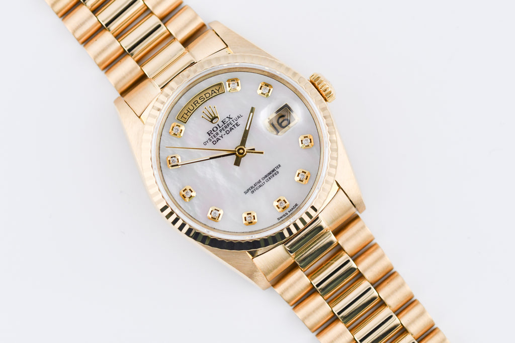 Rolex Day-Date 36mm Ref 18038 Mother of Pearl Diamond Dial