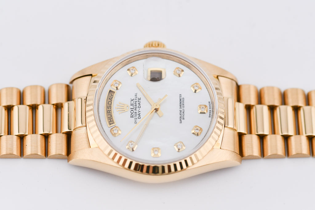Rolex Day-Date 36mm Ref 18038 Mother of Pearl Diamond Dial