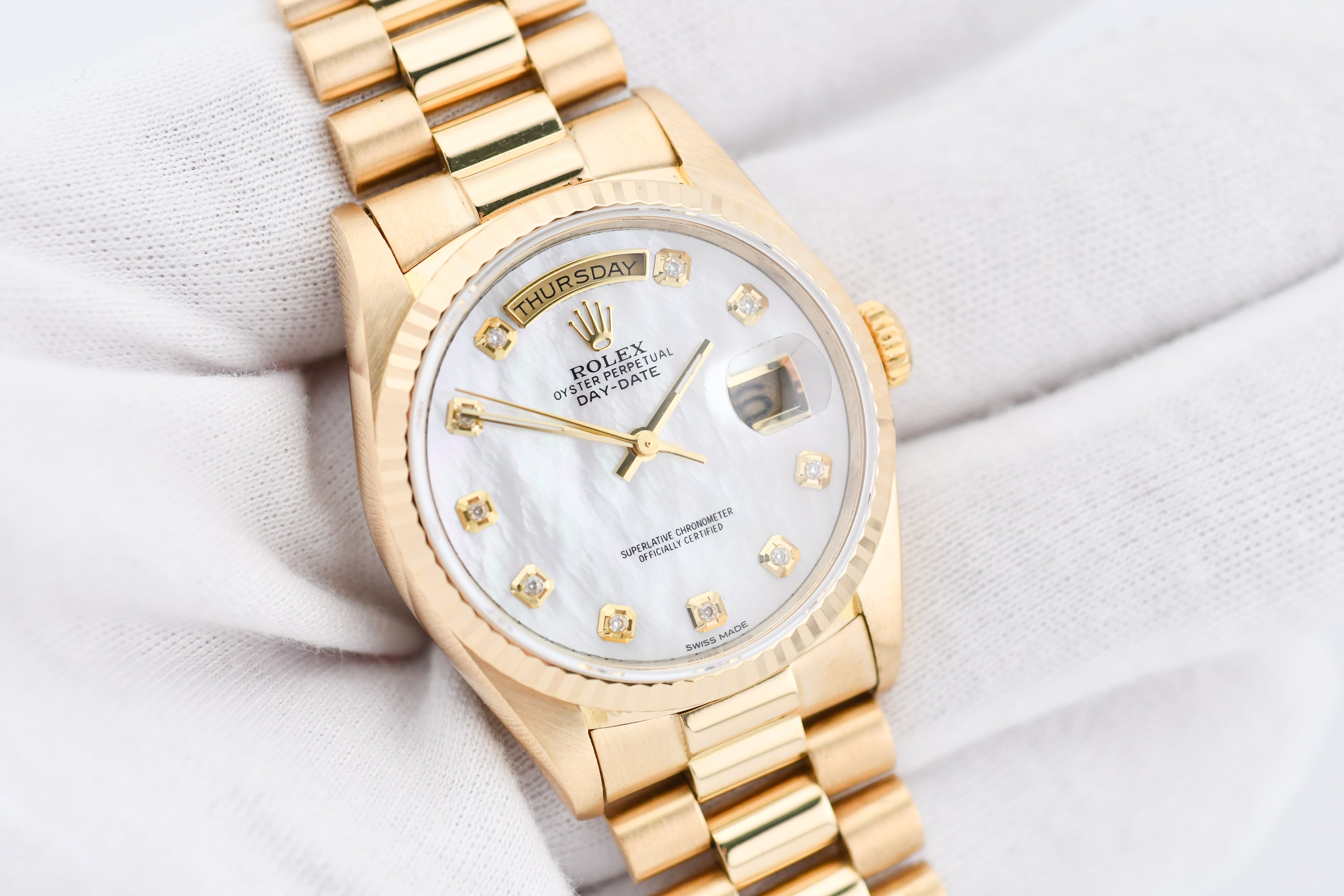 Rolex Day-Date 36mm Ref 18038 Mother of Pearl Diamond Dial