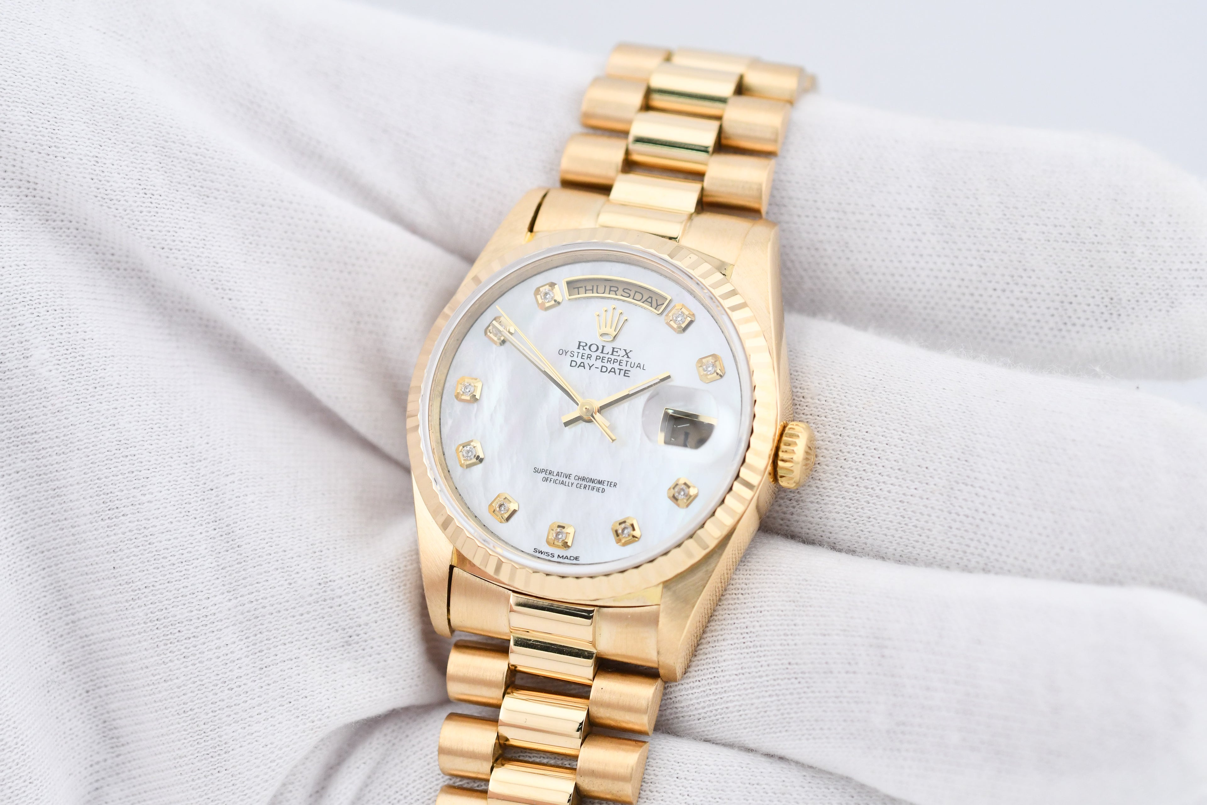 Rolex Day-Date 36mm Ref 18038 Mother of Pearl Diamond Dial