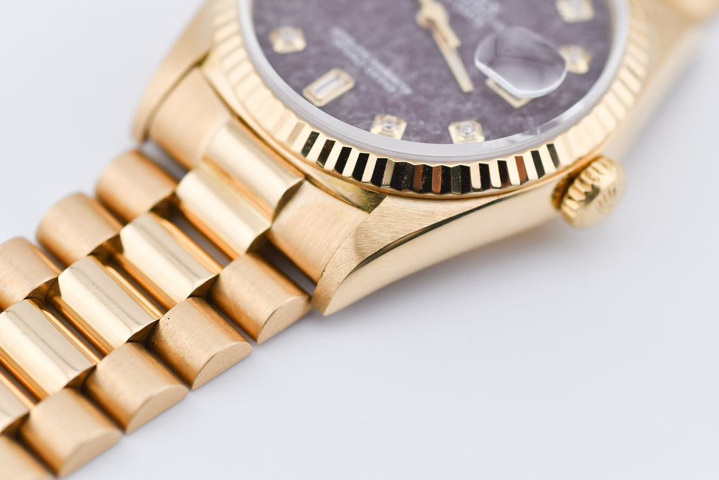 Rolex Day-Date 36mm Ref 18038 Red Rubellite Baguette Diamond Dial