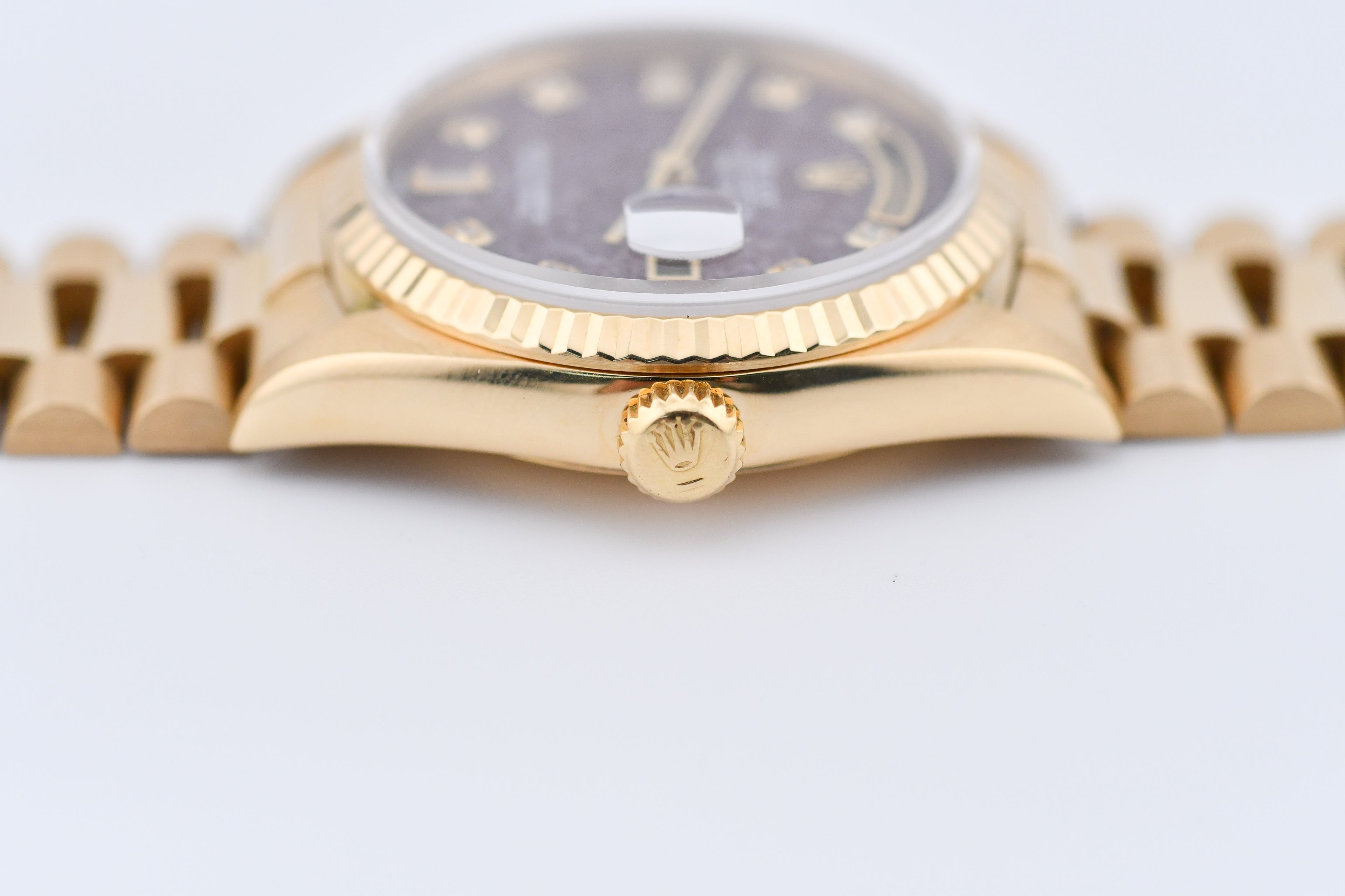 Rolex Day-Date 36mm Ref 18038 Red Rubellite Baguette Diamond Dial