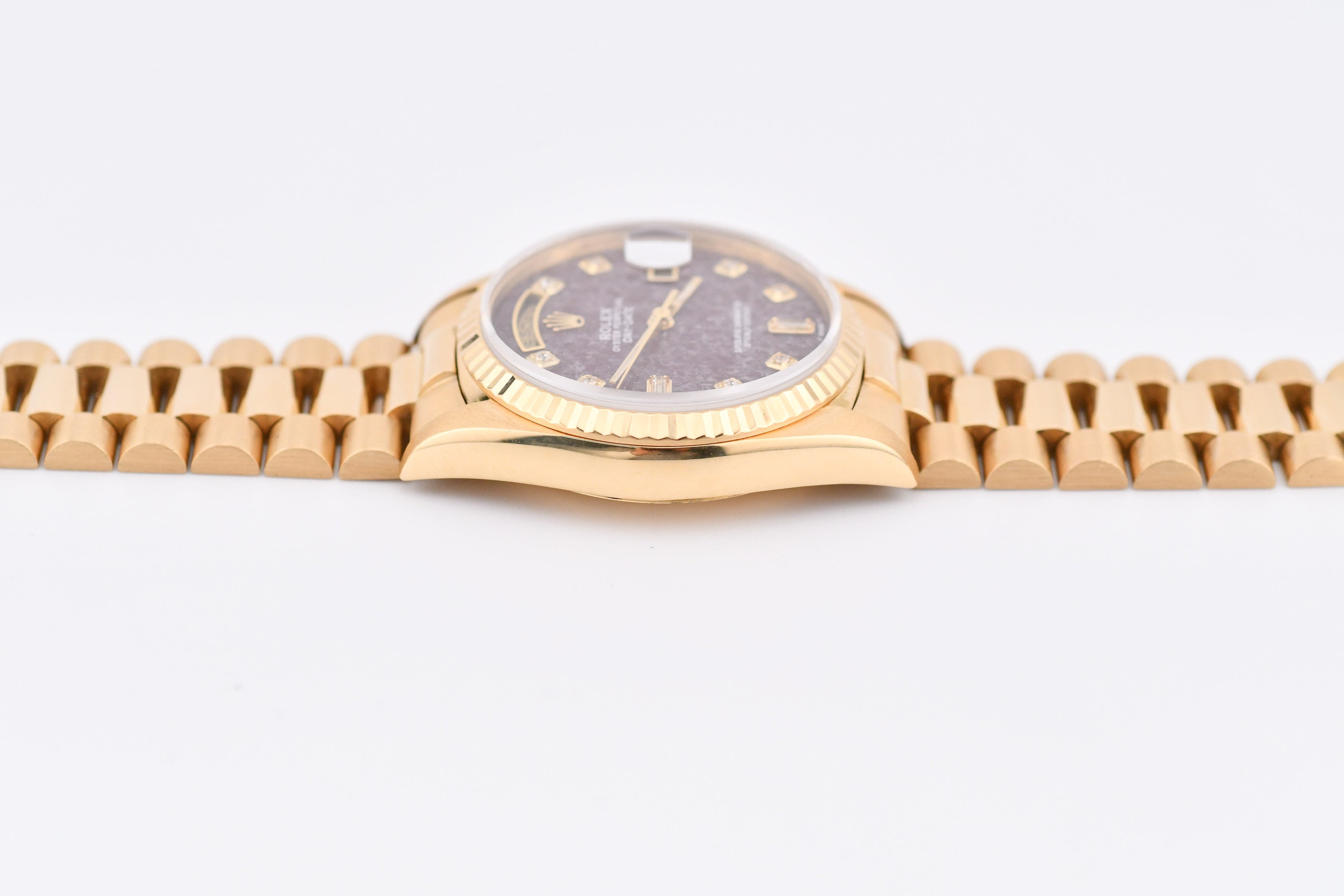 Rolex Day-Date 36mm Ref 18038 Red Rubellite Baguette Diamond Dial