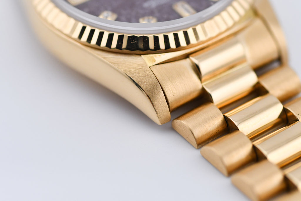 Rolex Day-Date 36mm Ref 18038 Red Rubellite Baguette Diamond Dial