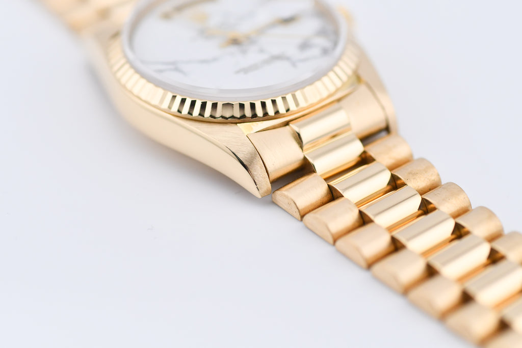 Rolex Day-Date 36mm Ref 18038 White Marble Dial