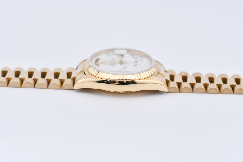 Rolex Day-Date 36mm Ref 18038 White Marble Dial