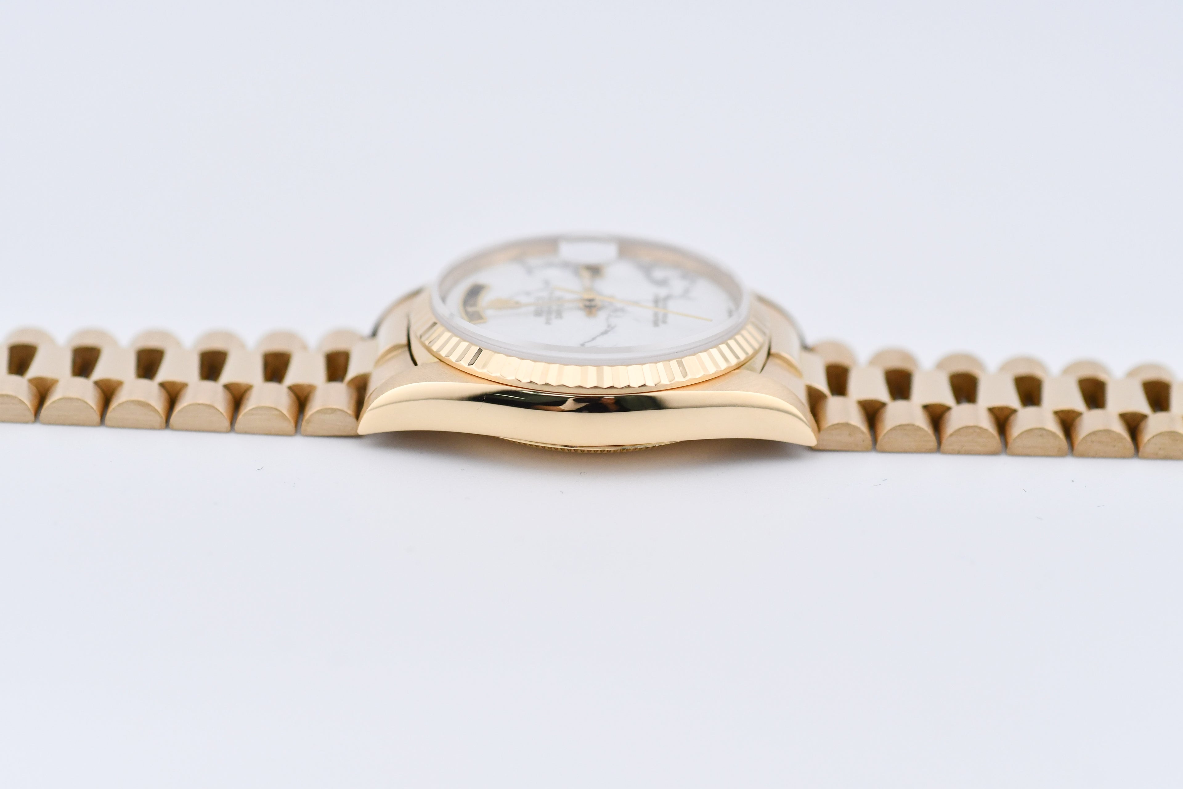 Rolex Day-Date 36mm Ref 18038 White Marble Dial