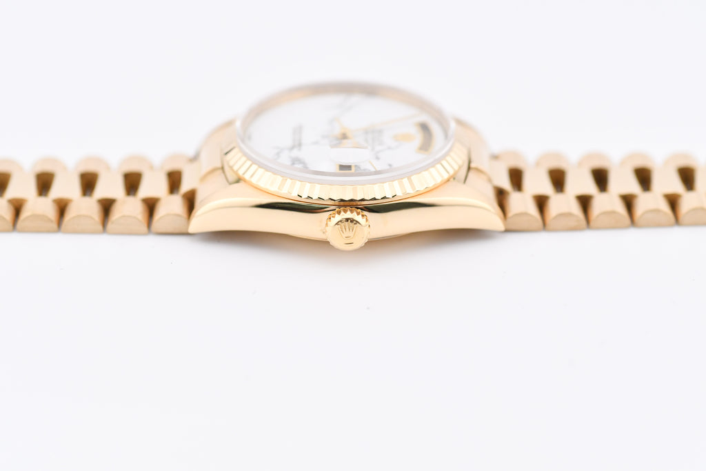 Rolex Day-Date 36mm Ref 18038 White Marble Dial