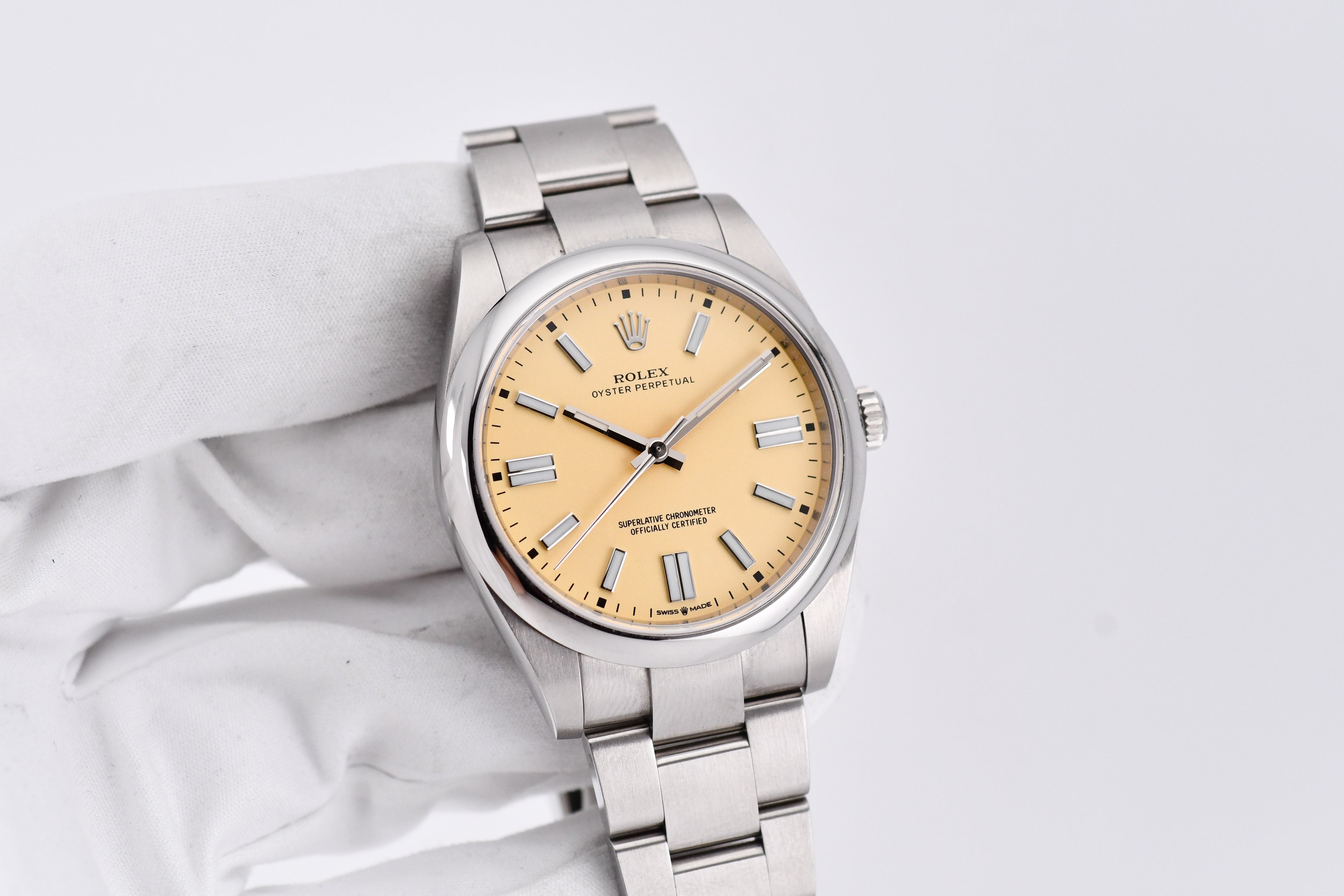 Rolex Oyster Perpetual Ref 124300 Custom Beige Dial