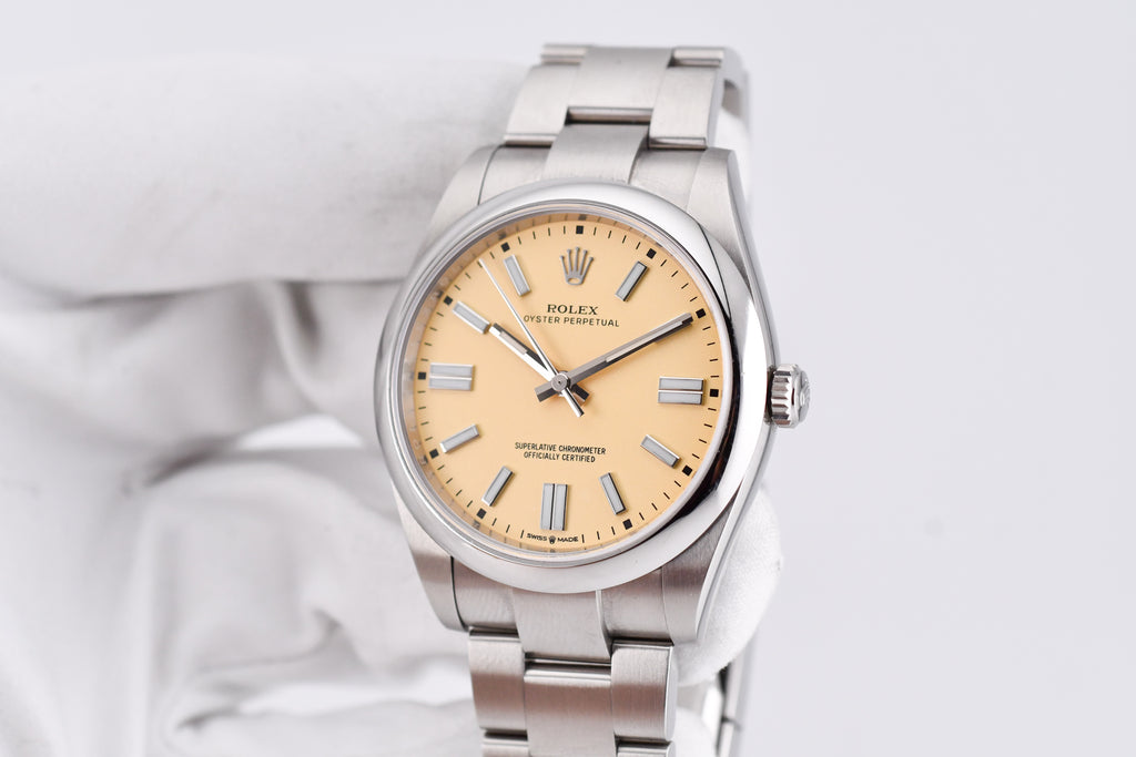 Rolex Oyster Perpetual Ref 124300 Custom Beige Dial