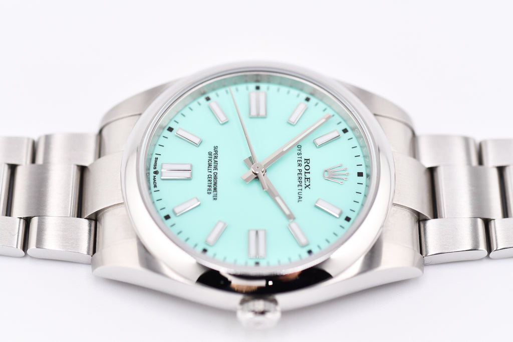 Rolex Oyster Perpetual Ref 124300 Custom Turquoise Blue Dial