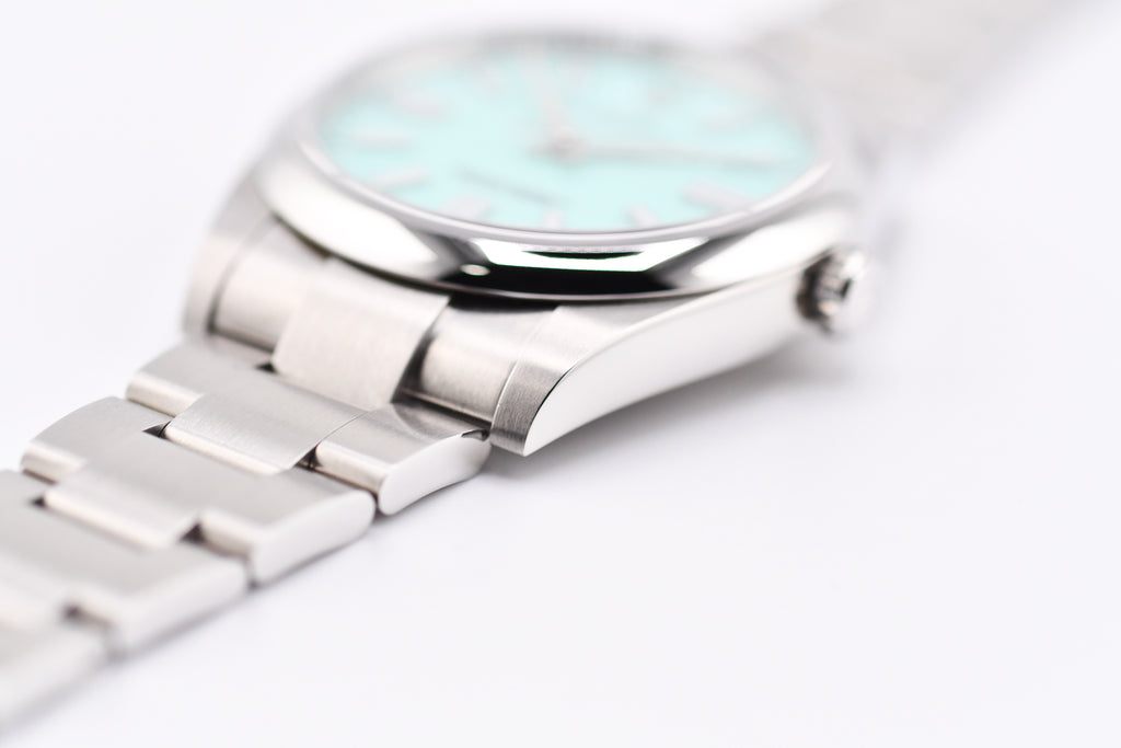 Rolex Oyster Perpetual Ref 124300 Custom Turquoise Blue Dial