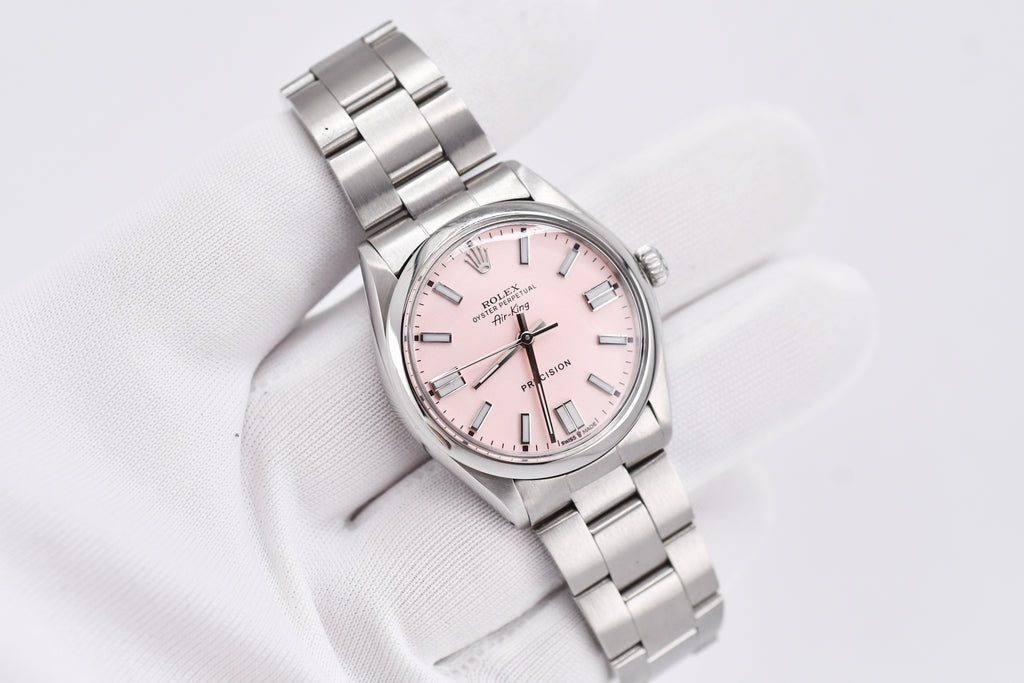 Rolex Precision 34mm Ref 5500 Stainless Steel Pink Dial
