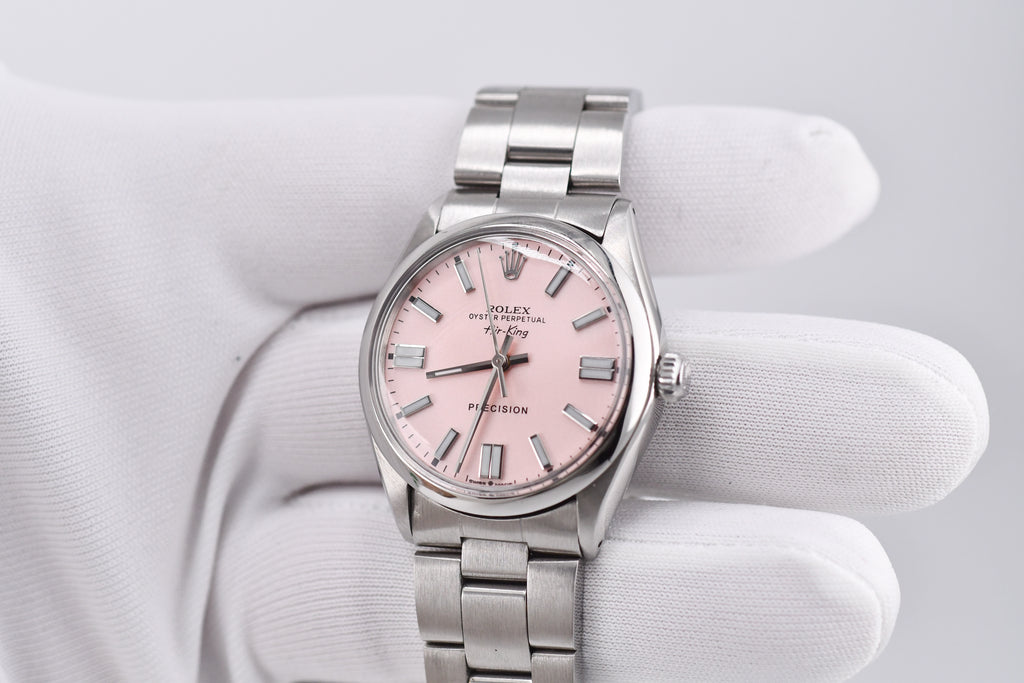 Rolex Precision 34mm Ref 5500 Stainless Steel Pink Dial