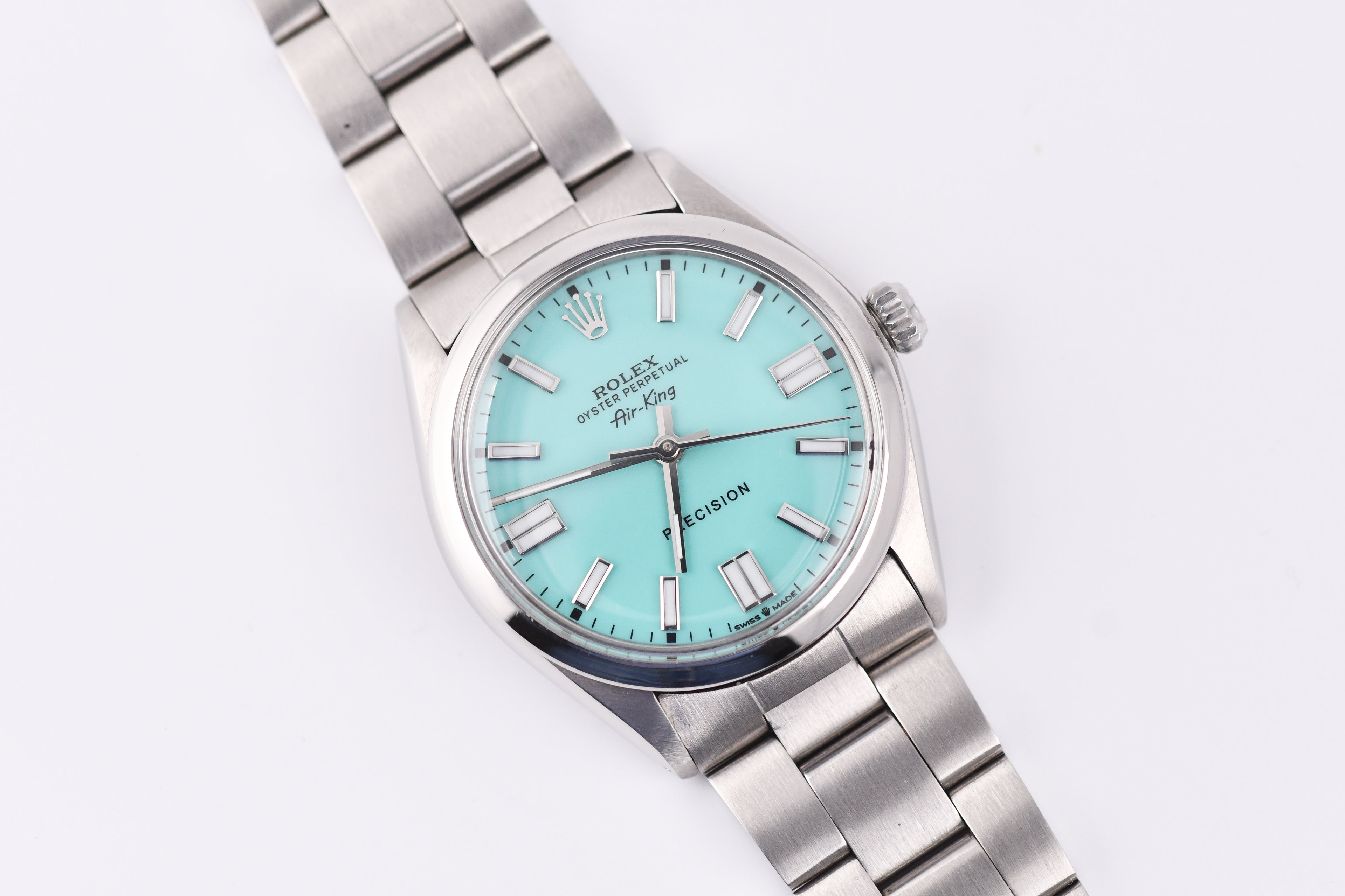 Rolex Precision 34mm Ref 5500 Stainless Steel Turquoise Dial