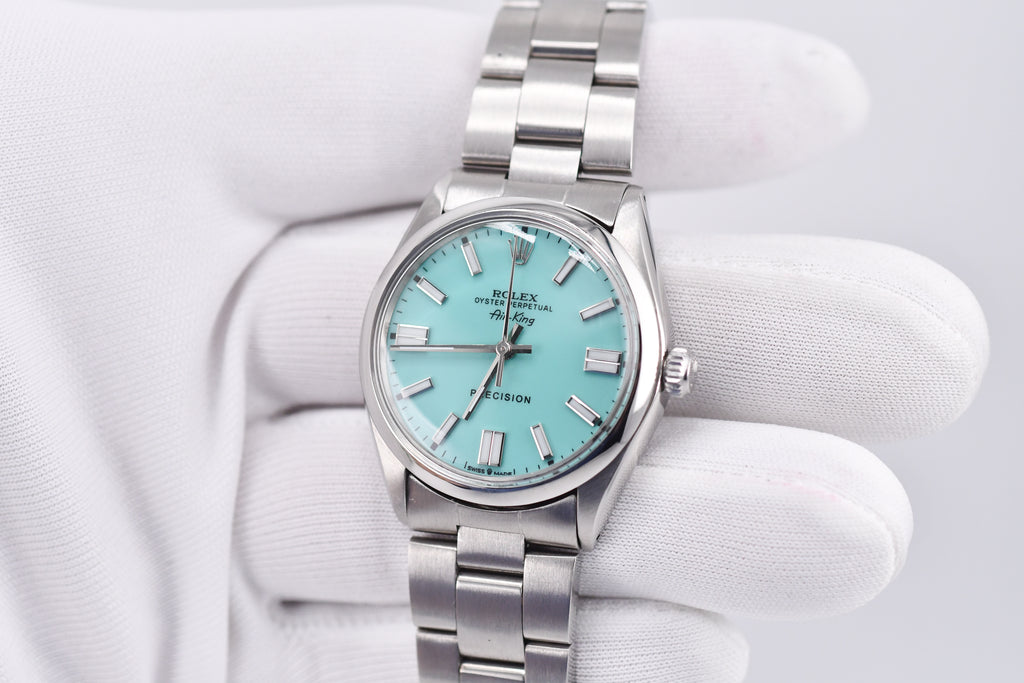 Rolex Precision 34mm Ref 5500 Stainless Steel Turquoise Dial