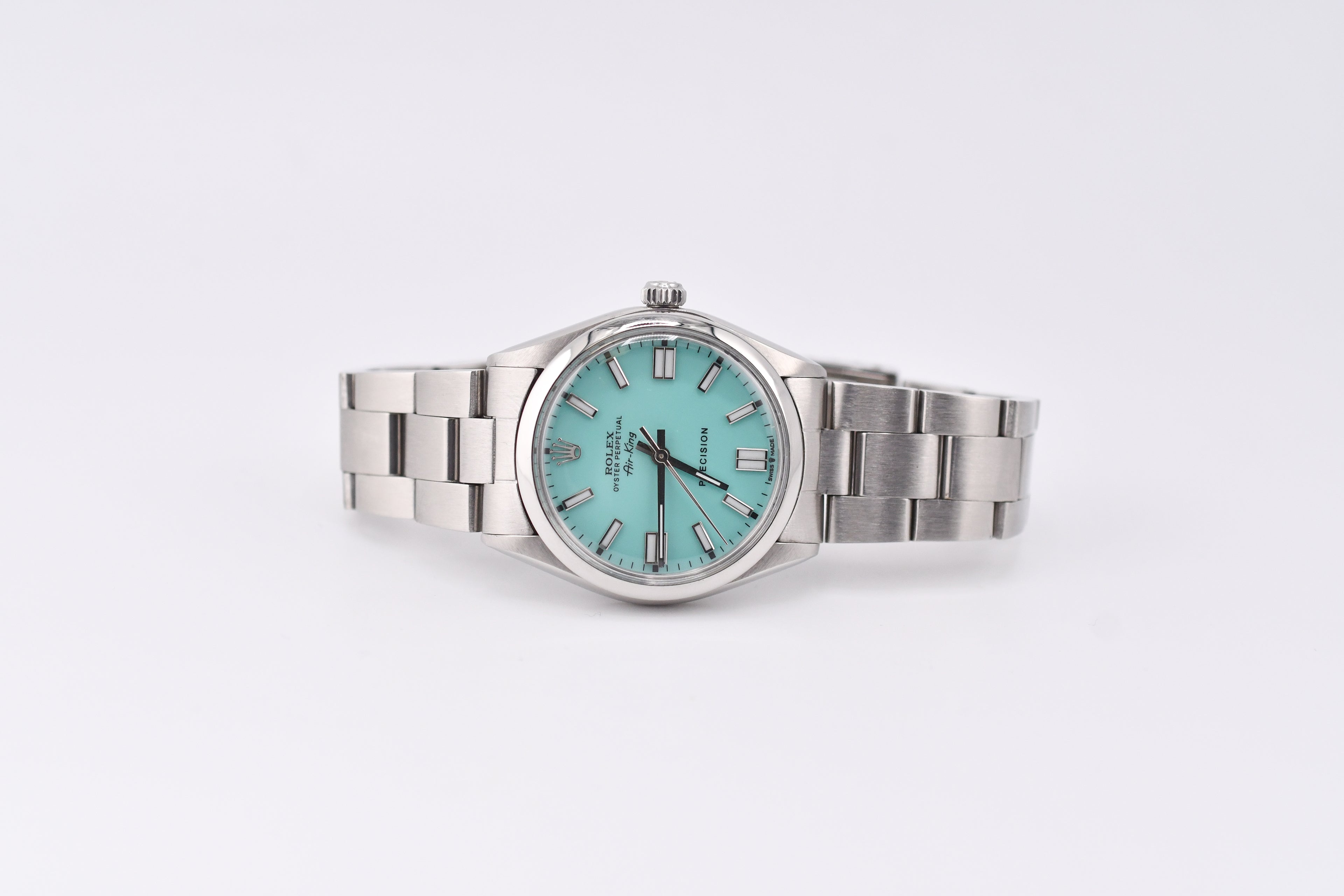 Rolex Precision 34mm Ref 5500 Stainless Steel Turquoise Dial