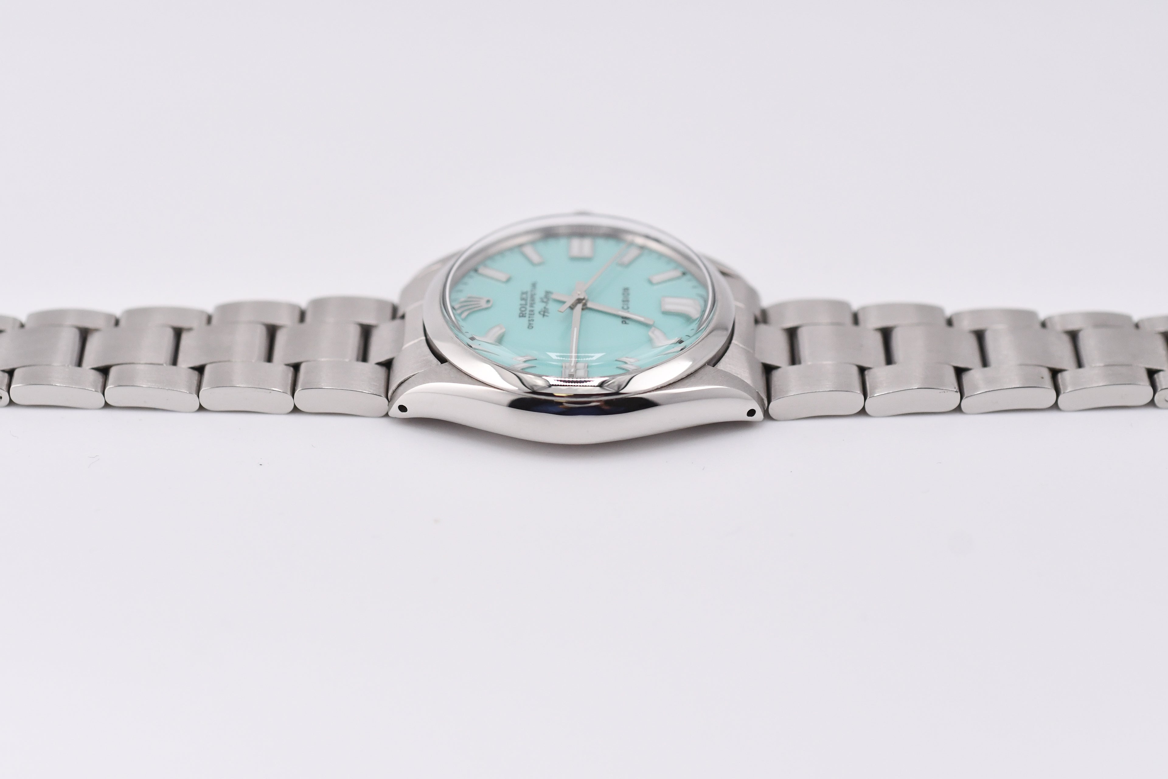 Rolex Precision 34mm Ref 5500 Stainless Steel Turquoise Dial