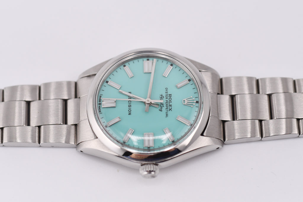 Rolex Precision 34mm Ref 5500 Stainless Steel Turquoise Dial