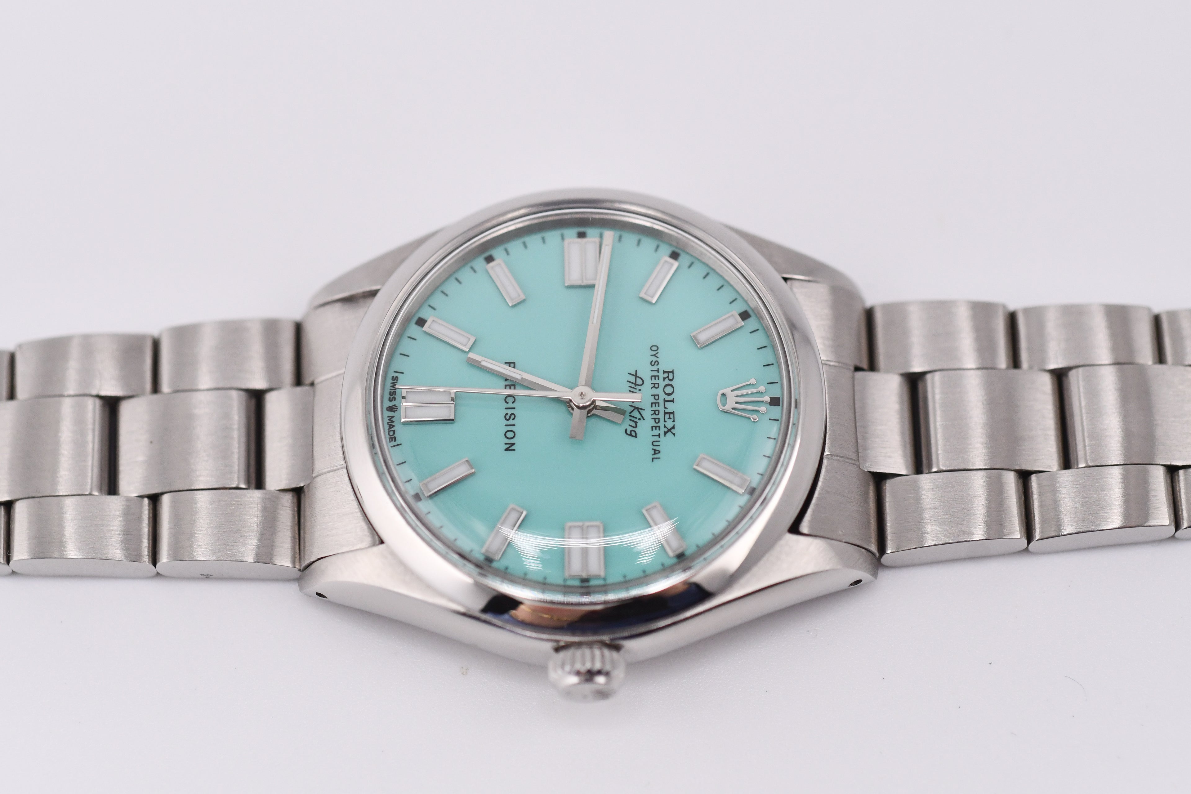 Rolex Precision 34mm Ref 5500 Stainless Steel Turquoise Dial