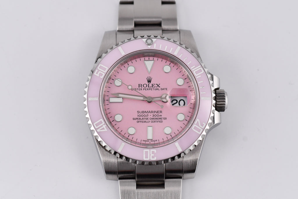 Rolex Submariner 40mm Ref 116610 Custom Pink Bezel and Pink Dial