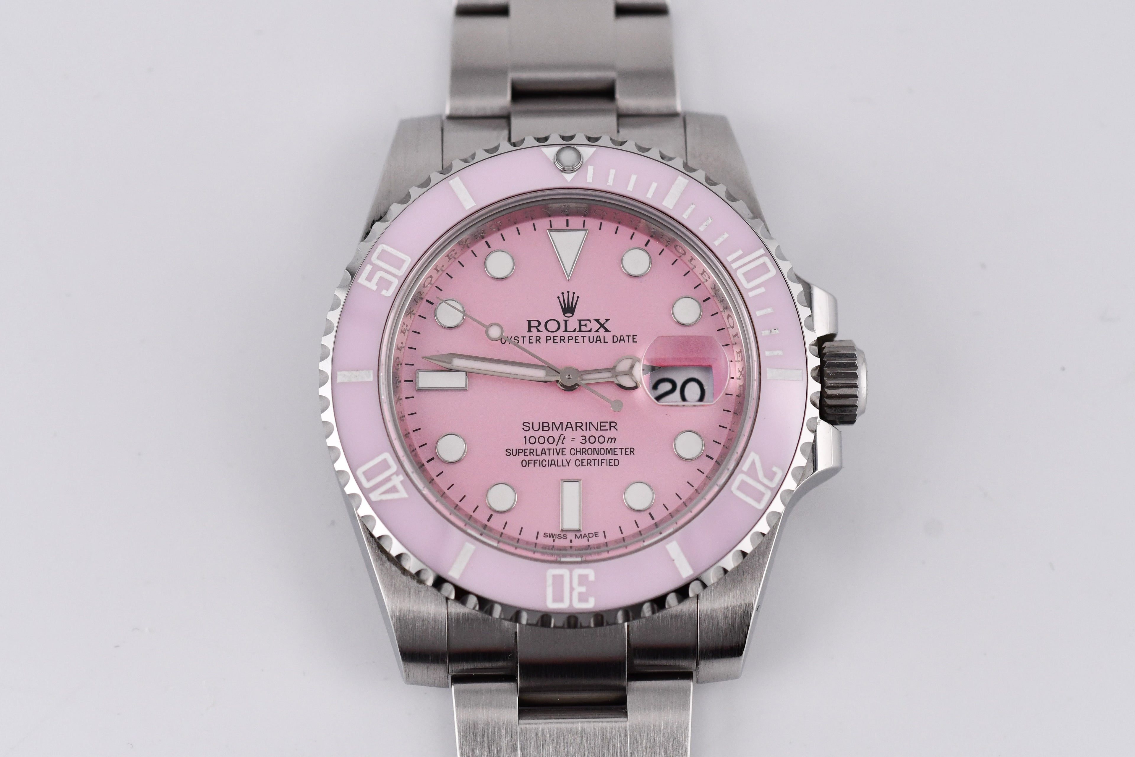 Rolex Submariner 40mm Ref 116610 Custom Pink Bezel and Pink Dial