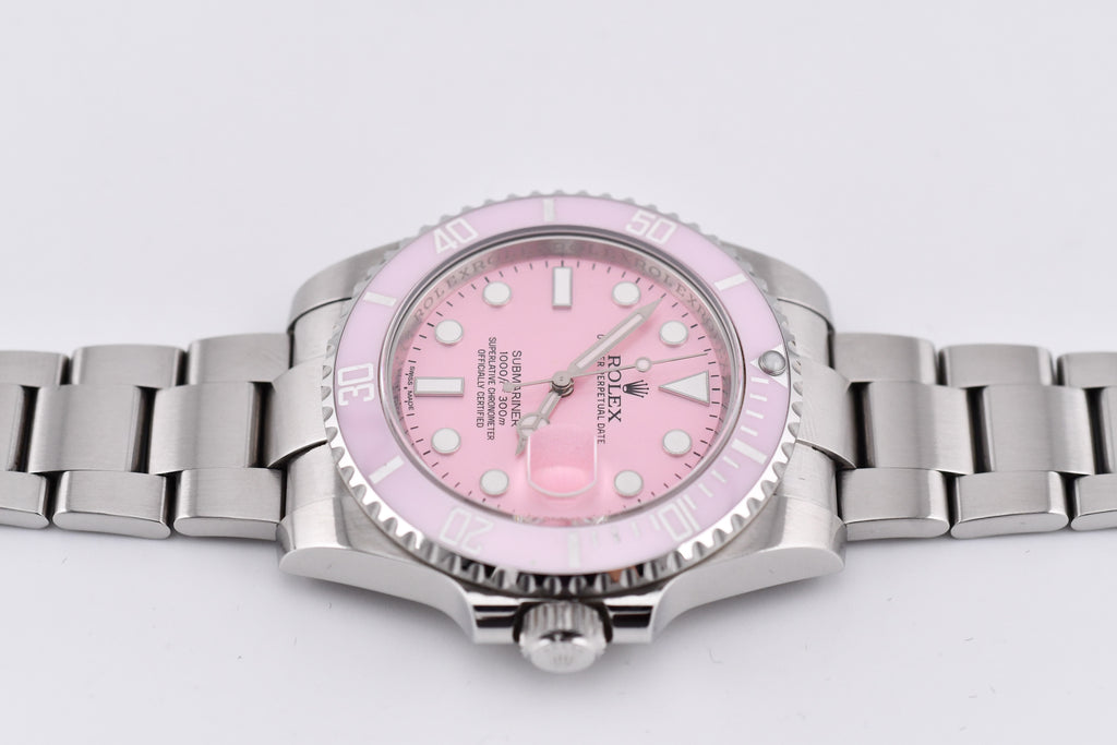 Rolex Submariner 40mm Ref 116610 Custom Pink Bezel and Pink Dial