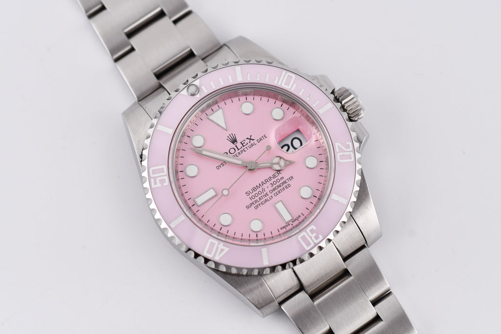 Rolex Submariner 40mm Ref 116610 Custom Pink Bezel and Pink Dial