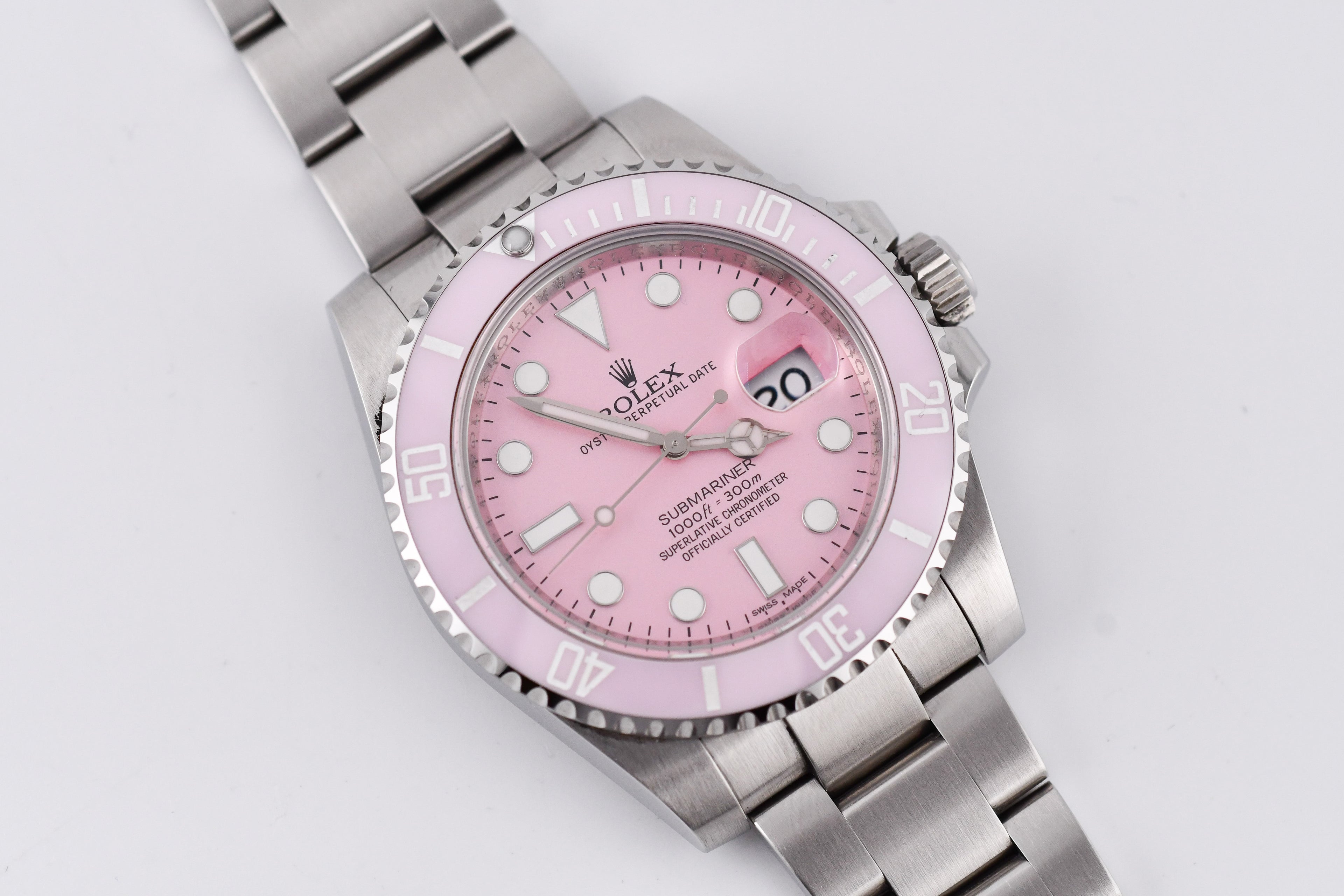 Rolex Submariner 40mm Ref 116610 Custom Pink Bezel and Pink Dial