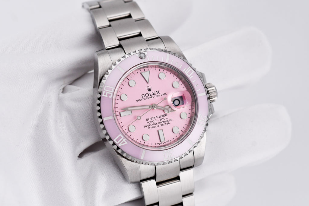 Rolex Submariner 40mm Ref 116610 Custom Pink Bezel and Pink Dial
