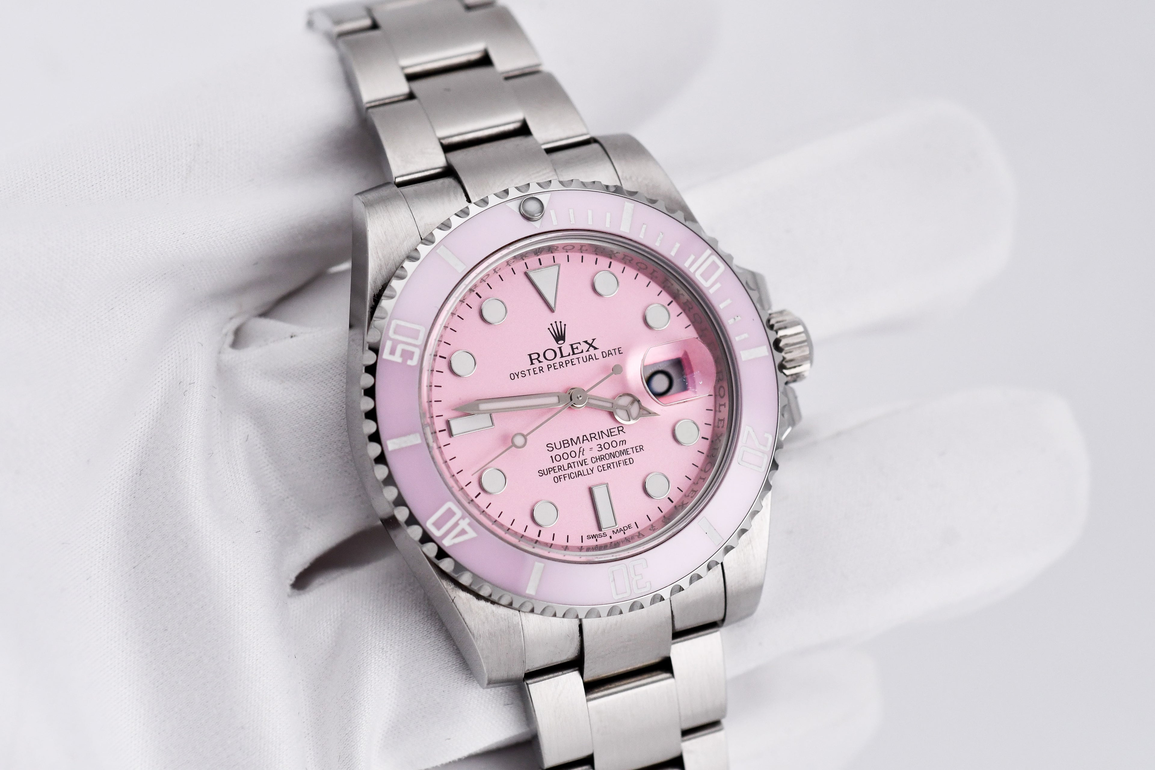 Rolex Submariner 40mm Ref 116610 Custom Pink Bezel and Pink Dial