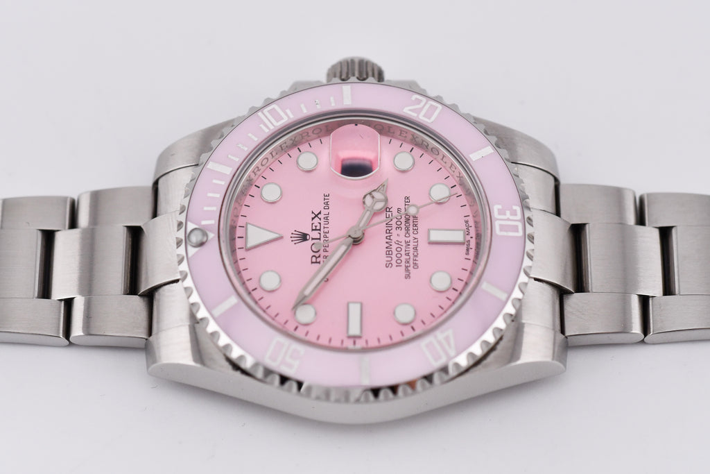 Rolex Submariner 40mm Ref 116610 Custom Pink Bezel and Pink Dial