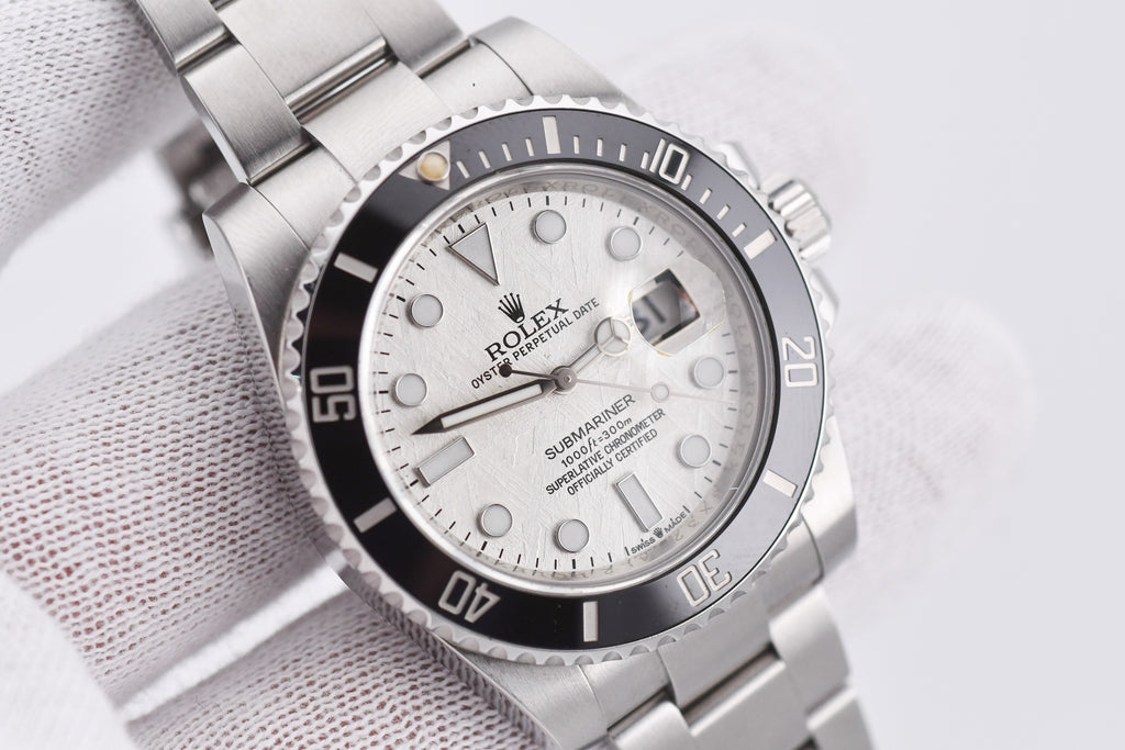 Rolex Submariner 40mm Ref 116610 Original Black Bezel and Custom Meteorite Dial