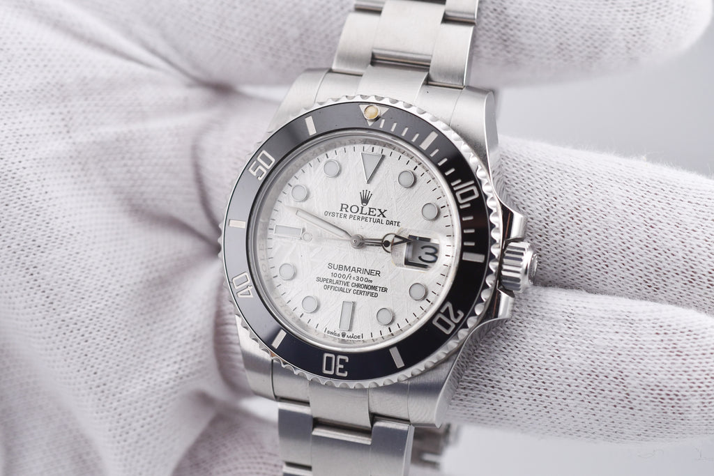 Rolex Submariner 40mm Ref 116610 Original Black Bezel and Custom Meteorite Dial
