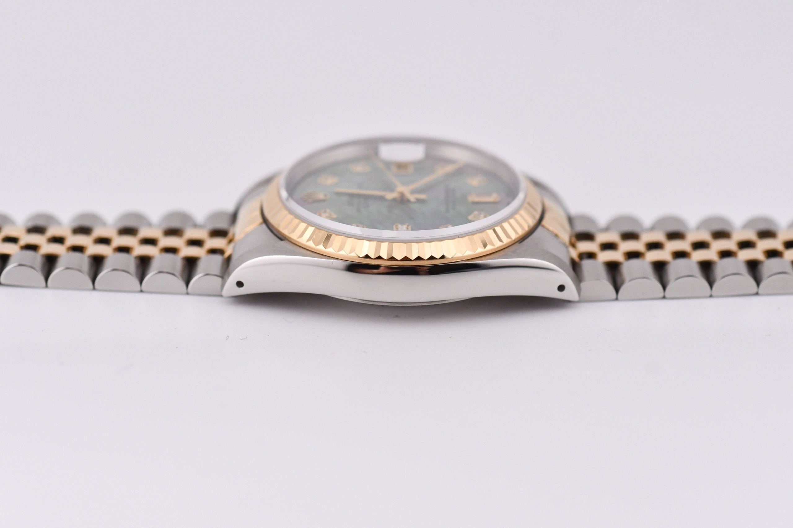 Rolex Datejust 36mm Ref 16233 Yellow Gold Bezel Black Mother of Pearl Dial