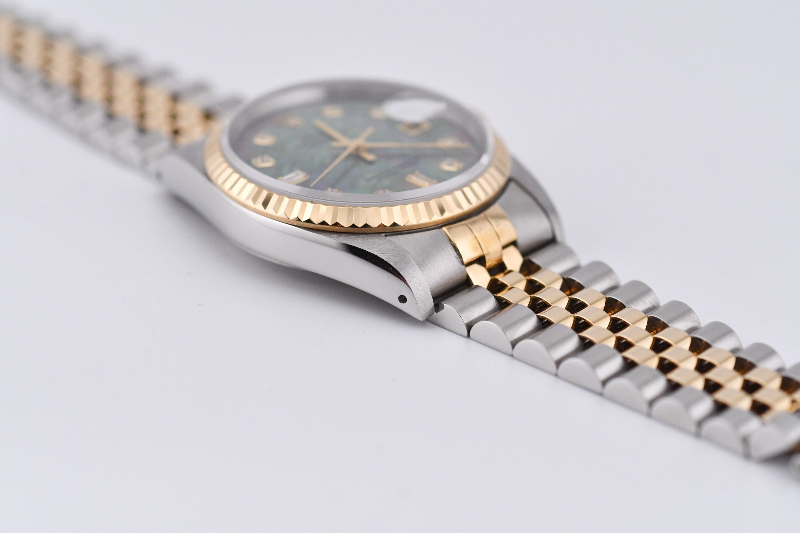 Rolex Datejust 36mm Ref 16233 Yellow Gold Bezel Black Mother of Pearl Dial